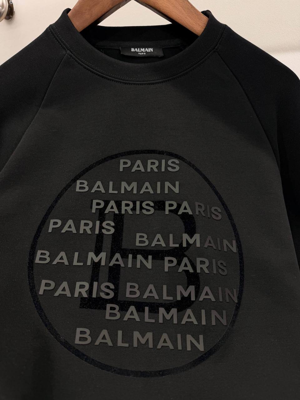 Balmain Paris "B" Monogram Embossed Sweatshirt – Black
