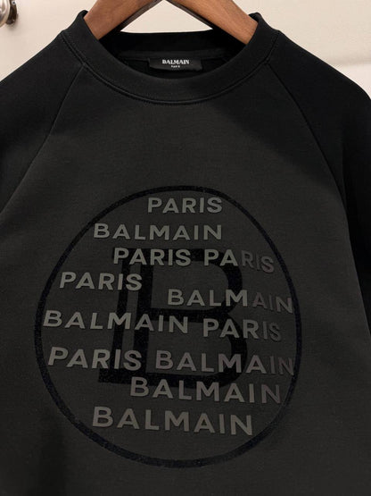 Balmain Paris "B" Monogram Embossed Sweatshirt – Black