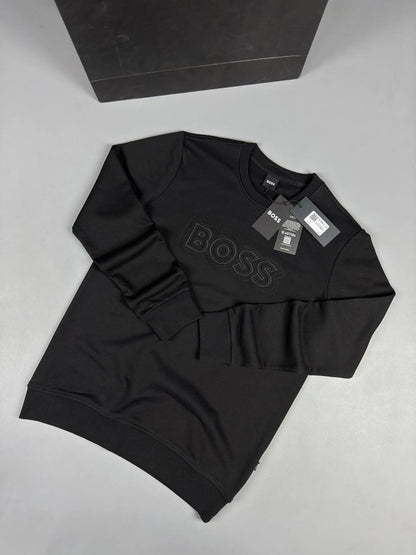 BOSS Raised Logo Crewneck Sweatshirt – Black