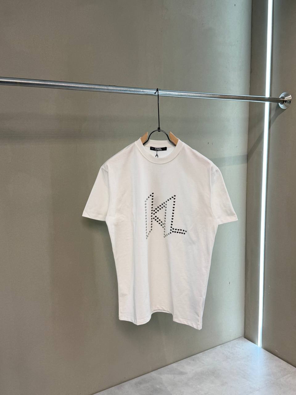 Karl Lagerfeld Rhinestone Logo T-Shirt – White