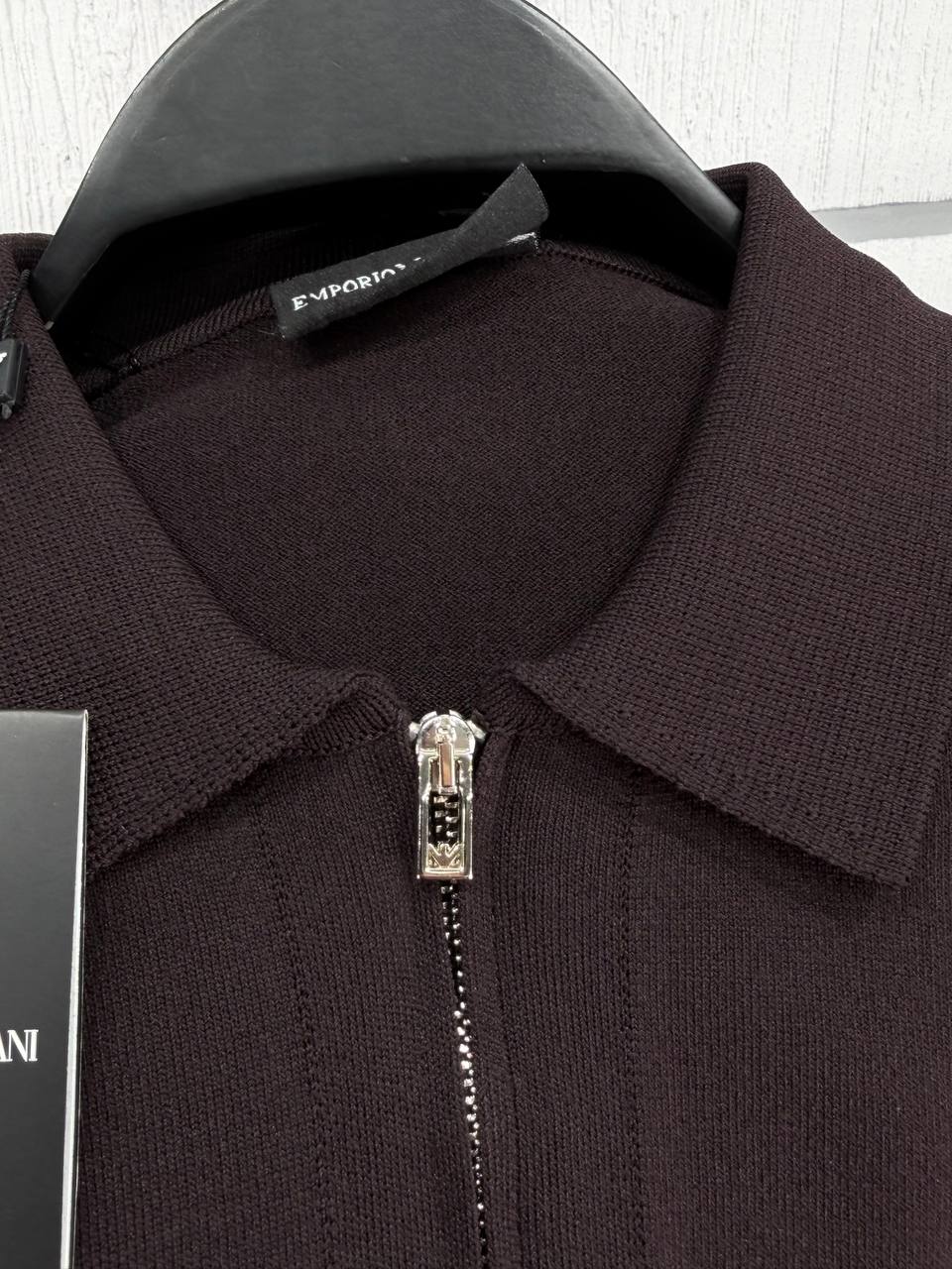 Armani Exchange Zip Polo Shirt – Brown