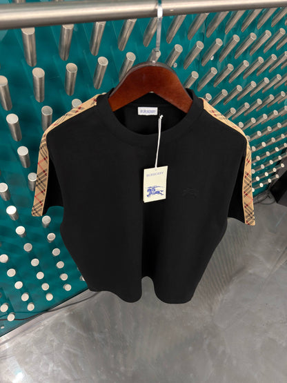 Burberry Check Sleeve T-Shirt – Black