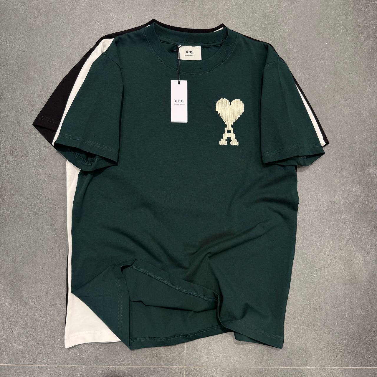 AMI Paris Heart Logo T-Shirt - Dark Green