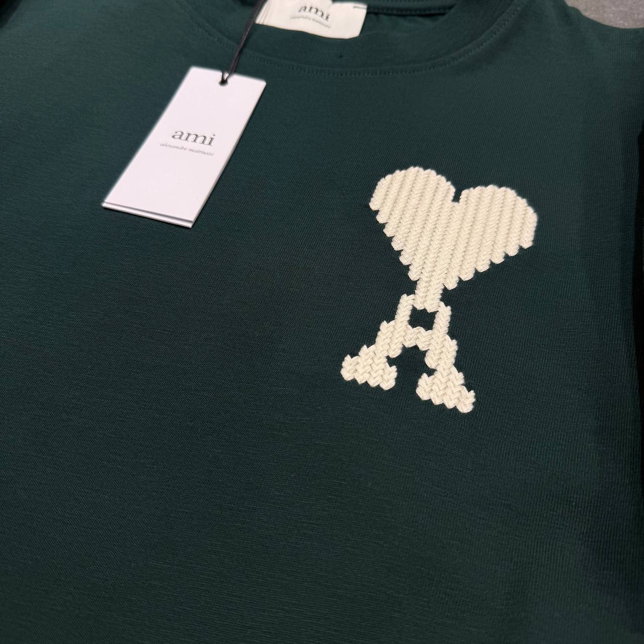 AMI Paris Heart Logo T-Shirt - Dark Green