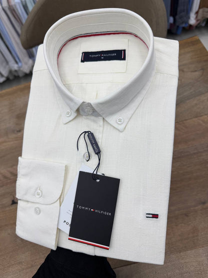 Tommy Hilfiger – Off-White Linen Blend Shirt