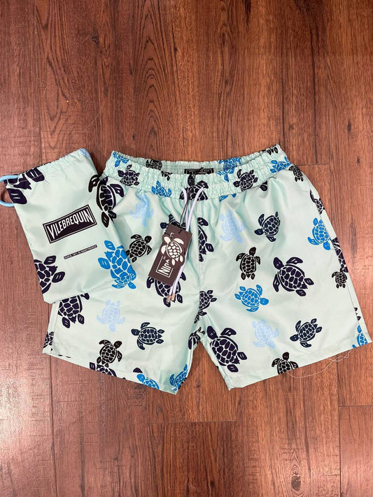 Vilebrequin – Mint Turtle Print Swim Shorts