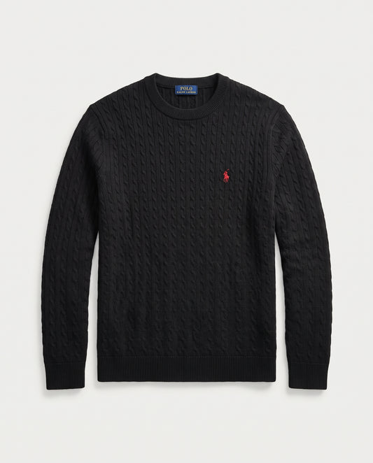 Polo Ralph Lauren Textured Knit Crewneck Sweater – Black