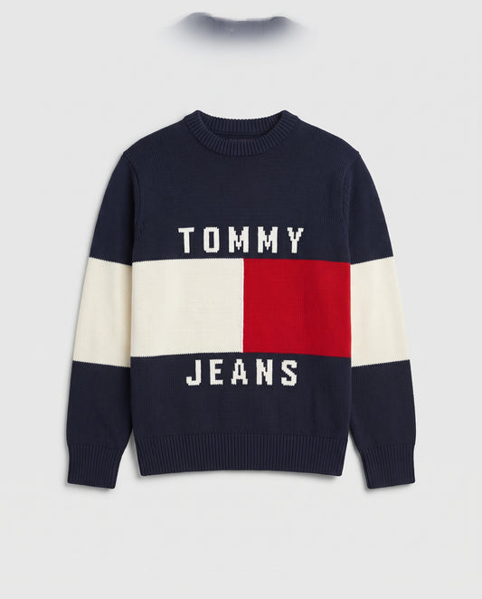 Tommy Jeans Colorblock Logo Knit Sweater
