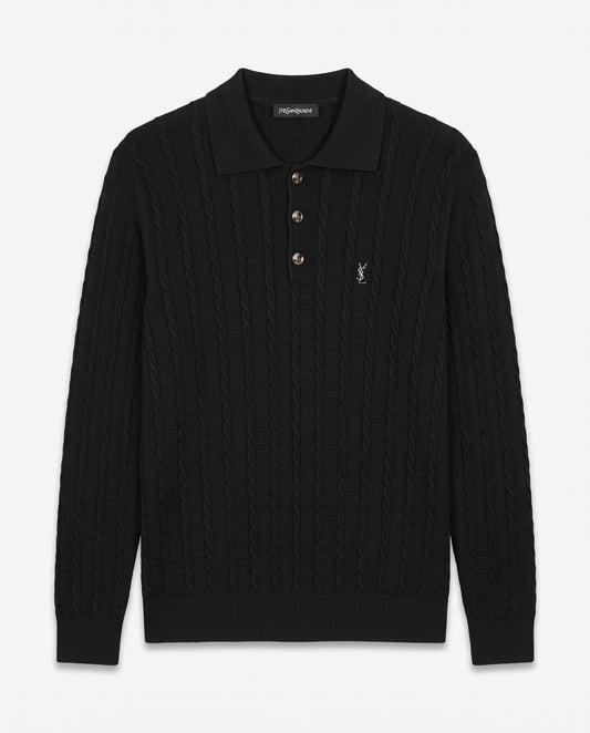 Saint Laurent Cable Knit Polo