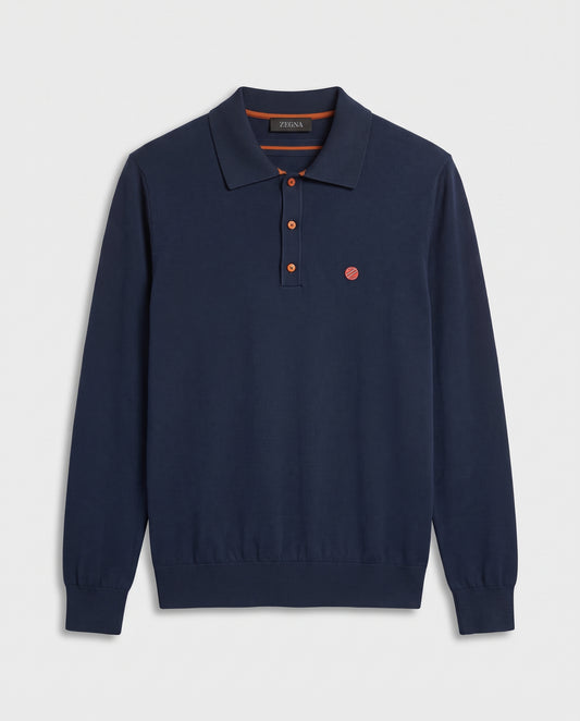 Zegna Knit Polo with Contrast Placket